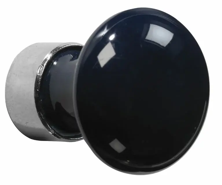 Meubelknop Paddenstoel porselein 30mm glans nikkel/donkerblauw Koopje