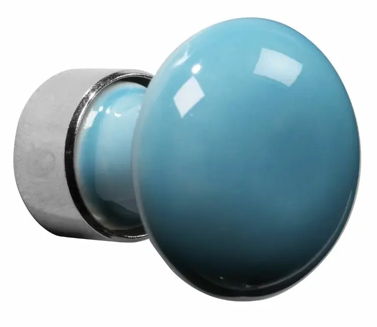 Actieprijs Meubelknop Paddenstoel porselein 30mm glans nikkel/turquoise