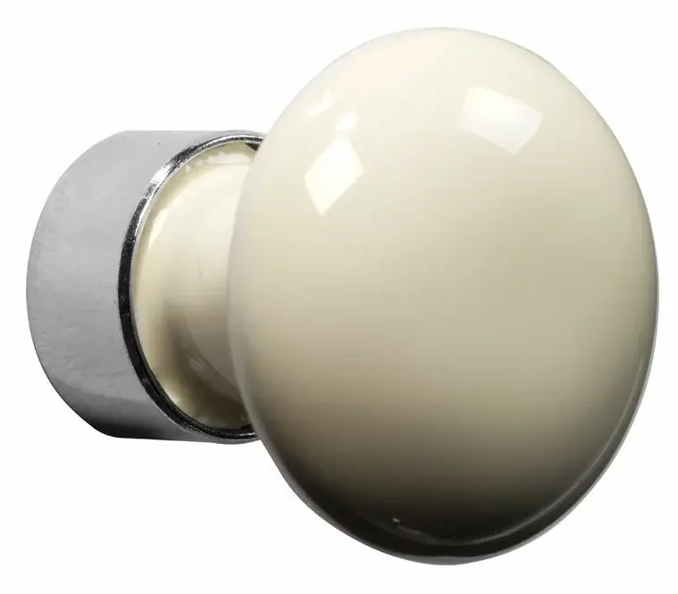 Gratis Retour Meubelknop Paddenstoel porselein 30mm ivoor/glans nikkel