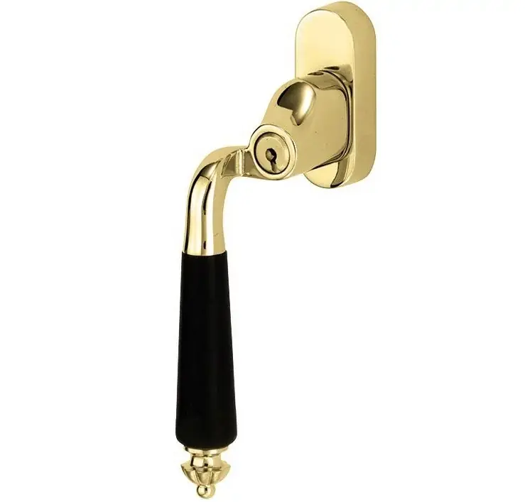 SKG2 Draaikiepgarnituur afsluitbaar Nouveau ebben/Smal links messing gelakt Premium
