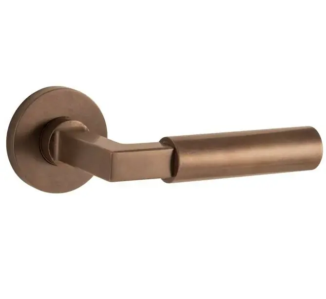 Deurklink op geveerd rozet Bauhaus/Vivo messing antiek brons Bestel Nu