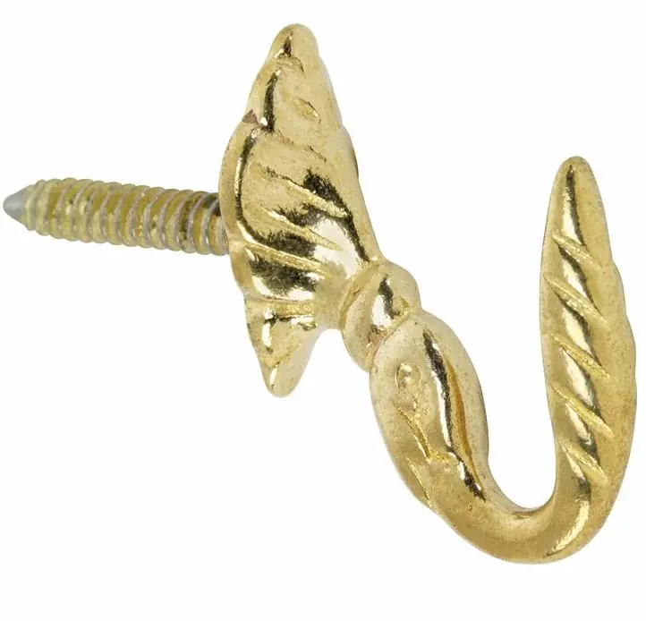 Schroefhaak enkel 20mm messing gelakt Gratis Retour