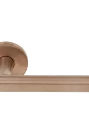 Deurklink Jeffrey op ronde rozet PVD mat brons Premium