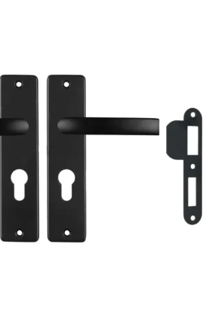 Direct Beschikbaar ODShop deurklink vierkant met kortschild PC55 en slot aluminium zwart