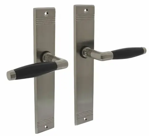 Intersteel deurklink Ton basic met schild blind rechthoekig met rillen 235x43mm nikkel mat/zwart Nieuw