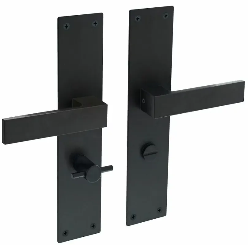 Intersteel deurklink Amsterdam op renovatie schild rechthoekig WC63/8 rvs/mat zwart Superprijs