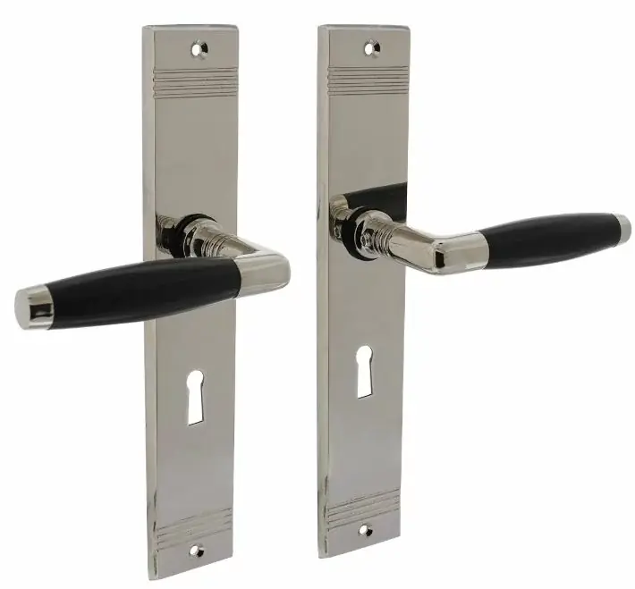 Betaalbaar Intersteel deurklink Ton basic met schild SL56 mm rechthoekig met rillen 235x43mm nikkel/zwart