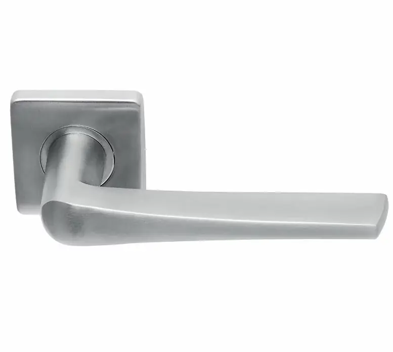 Deurklink Basis Wig op vierkant rozet massief rvs Op = Op