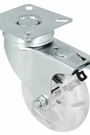 AMIG zwenkwiel transparant 50 mm met plaat en rem Aanbieding