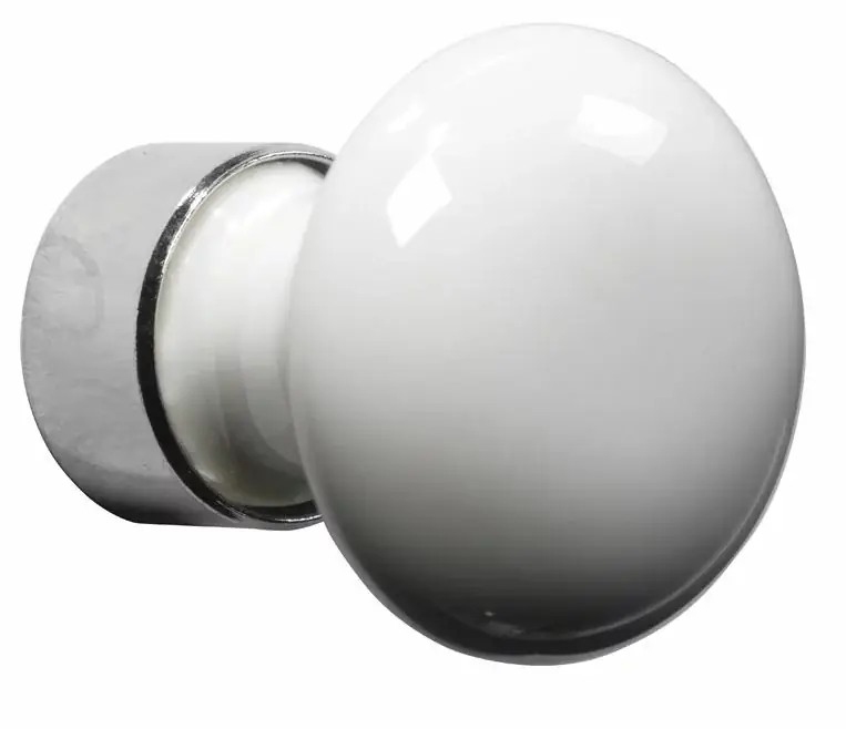 Koopje Meubelknop Paddenstoel porselein 15mm wit/glans nikkel