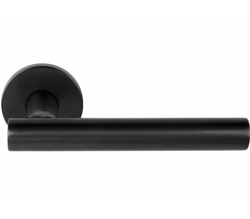Deurklink Jeroen op ronde rozet PVD gunmetal Op = Op