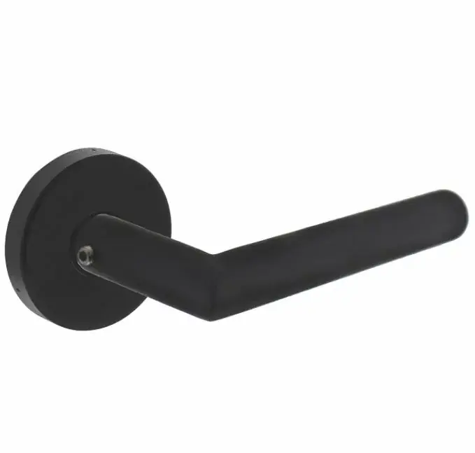 Intersteel set achterdeurbeslag rond deurklink Jura met massieve rozetten rvs mat zwart Favoriet