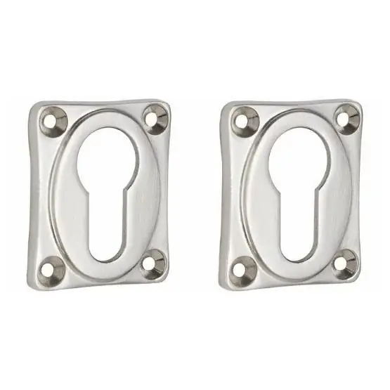 Set van twee PC-plaatjes vierkant 47×39 mm mat nikkel ongelakt Beperkte Voorraad