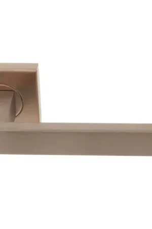 Deurklink Basis Rechthoek op geveerd rozet PVD licht brons Express Levering