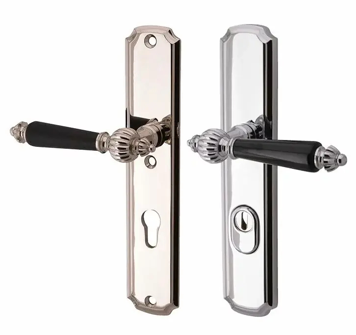 Beperkte Voorraad SKG3 PC72 kruk/kruk op schild Nouveau ebben links + kerntrekbeveiliging glans nikkel/glans chroom