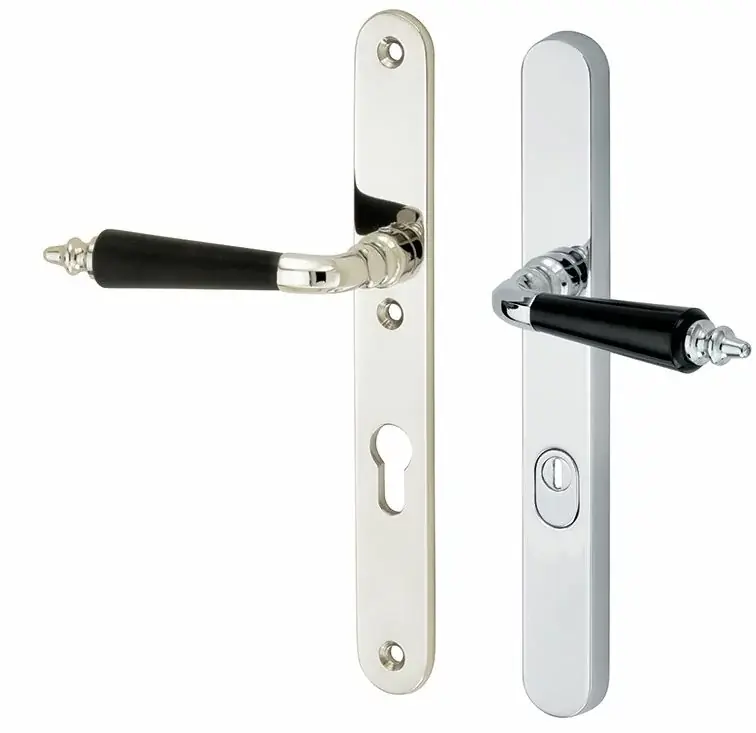 Dagaanbieding SKG3 PC55 kruk/kruk op smalschild Antique ebben links + kerntrekbeveiliging glans nikkel/glans chroom