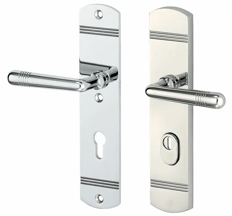 Actieprijs SKG3 PC55 kruk/kruk op schild Art-Deco links + kerntrekbeveiliging glans nikkel/glans chroom