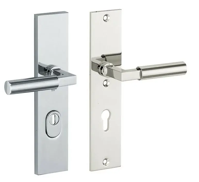Koop Vandaag SKG3 PC55 kruk/kruk op schild Bauhaus rechts + kerntrekbeveiliging glans nikkel/glans chroom