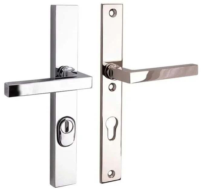 SKG3 PC72 kruk/kruk op smalschild Kare/Bauhaus rechts + kerntrekbeveiliging glans nikkel/glans chroom Premium