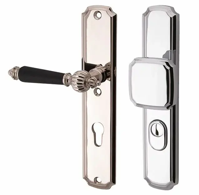 Gereduceerde Prijs SKG3 PC72 knop/kruk op schild Nouveau ebben links + kerntrekbeveiliging glans nikkel/glans chroom