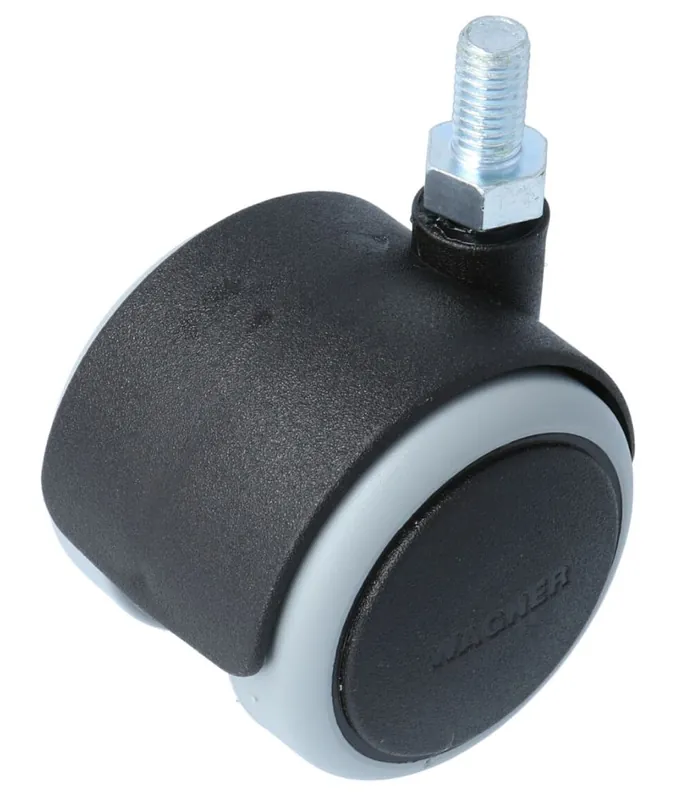 Meubelwiel zwart Zacht 50 mm Stift M10 Op = Op