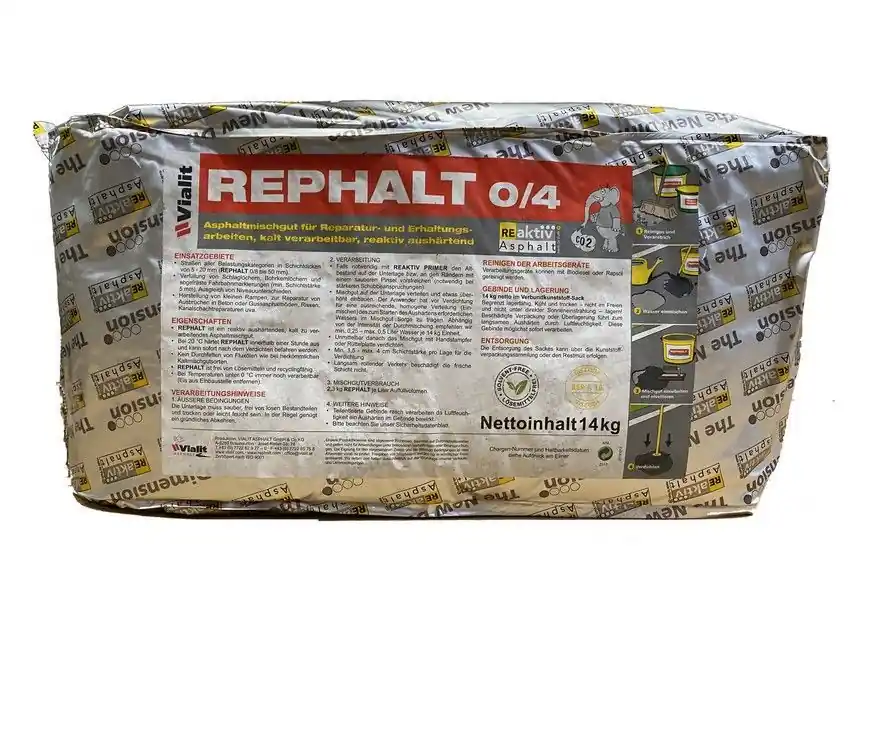 Betaalbaar REPHALT 0/4 STEENSLAG Reactief koud asfalt Biobased, zak 14 kg