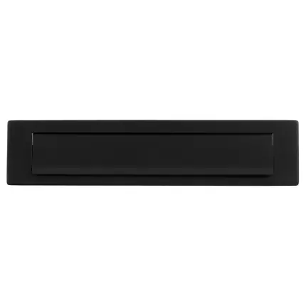 Briefplaat rechthoekig met valklep RVS Zwart 280×45 mm Op = Op