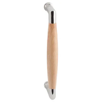 Deurgreep ton model Ika 130mm RVS gepolijst met beukenhout haaks Koop Vandaag