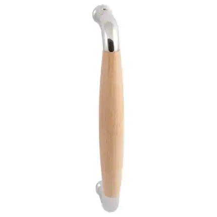 Deurgreep ton model Ika 130mm RVS gepolijst met beukenhout gebogen Seizoensaanbieding
