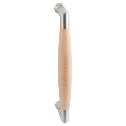 Speciale Aanbieding Deurgreep ton model Ika 157mm RVS geborsteld met beukenhout haaks