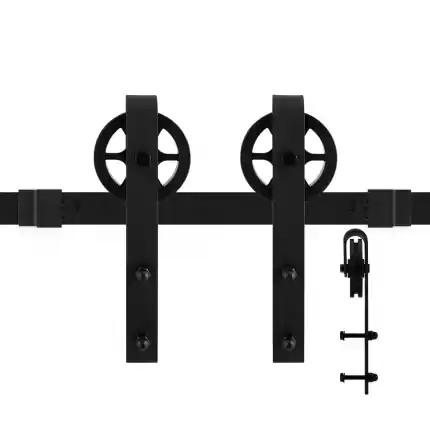 Fabrieksprijs schuifdeursysteem Teho zwart 400 cm (2 x 200 cm schuifdeurrail)