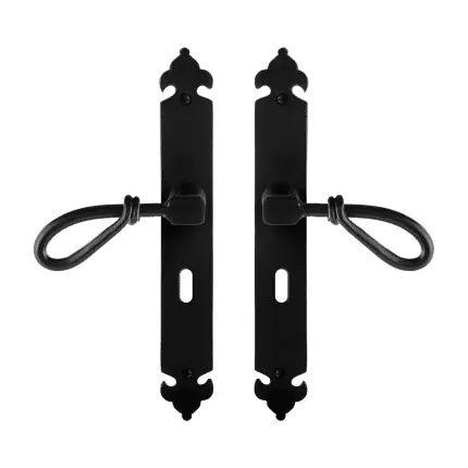 smeedijzer zwarte deurkruk Sula op l.schild BB56, 291x41x4mm Seizoensaanbieding