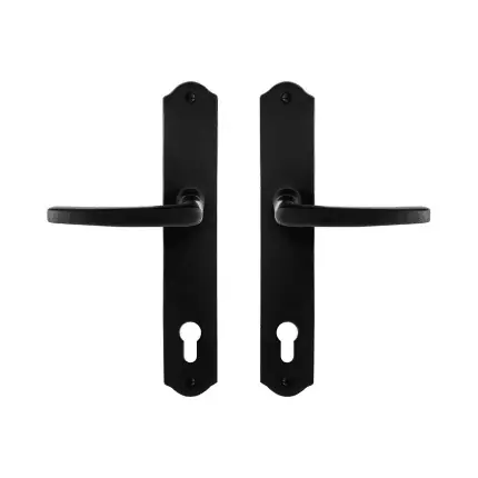 Uitverkoop GPF6230.60 smeedijzer zwarte deurkruk Eno op schild PC92, 238x41x4mm