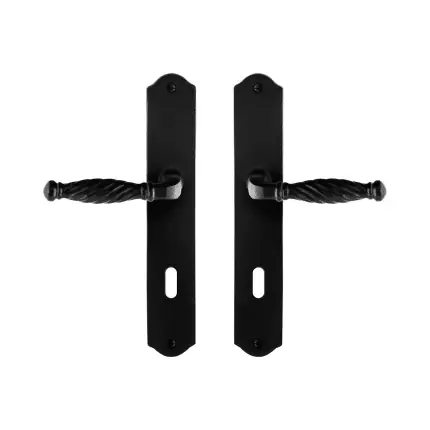 GPF6225.60 smeedijzer zwarte deurkruk Tuli op schild BB72, 238x41x4mm Seizoensaanbieding