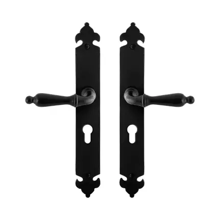 Meest Verkocht smeedijzer zwarte deurkruk Muki op l.schild PC55, 291x41x4mm