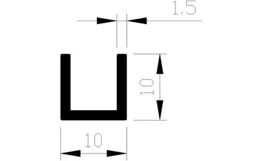 Weekendaanbieding U-PROFIEL ALUM. 10x10x10x1.5 mm