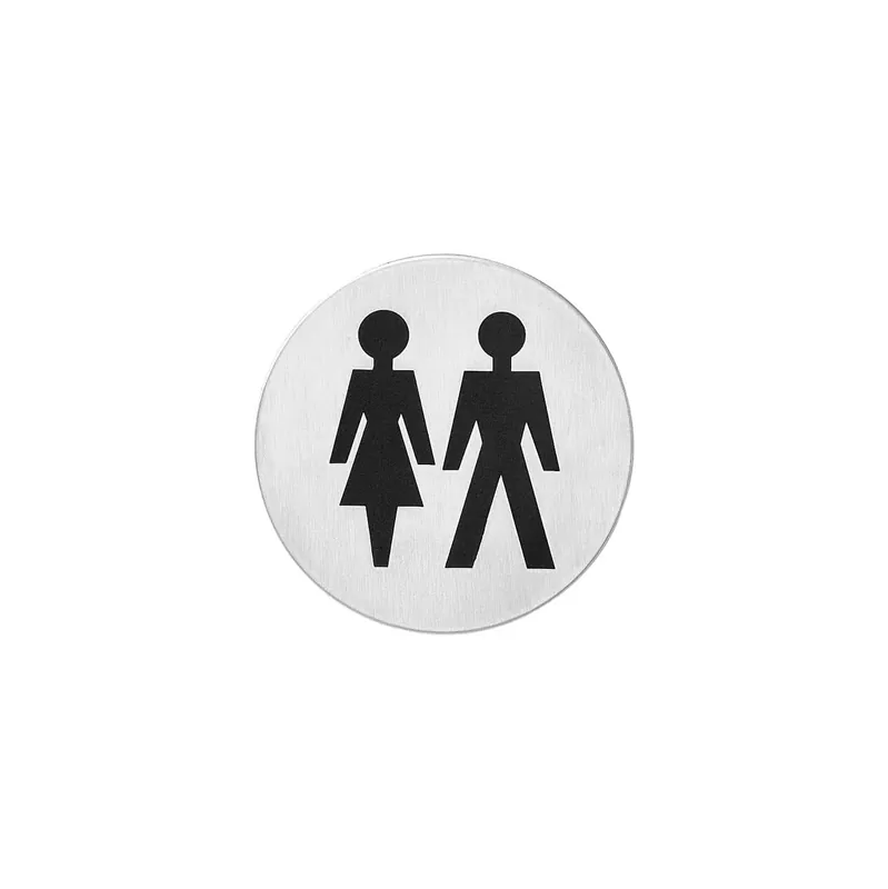 Op = Op Intersteel Pictogram dames- en herentoilet Zelfklevend Rond RVS Geborsteld