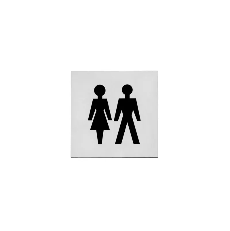 Intersteel Pictogram dames- en herentoilet Zelfklevend Vierkant RVS Geborsteld Finale Uitverkoop