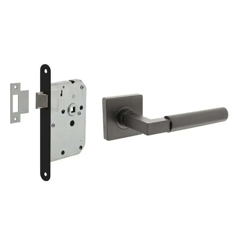 Intersteel Deurbeslag Set Loopslot Zwart Met Deurkruk Baustil Antraciet Grijs Betaalbaar
