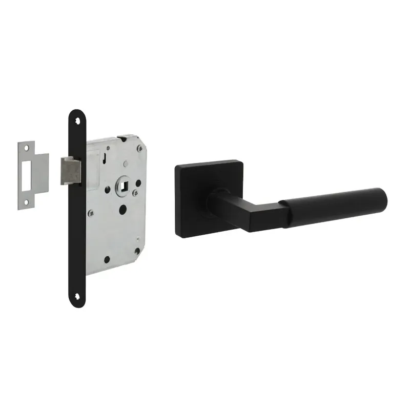 Intersteel Deurbeslag Set Loopslot Zwart Met Deurkruk Baustil Zwart Meest Verkocht