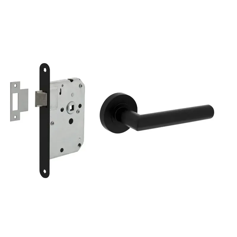 Premium Intersteel Deurbeslag Set Loopslot Zwart Met Deurkruk Bastian Zwart