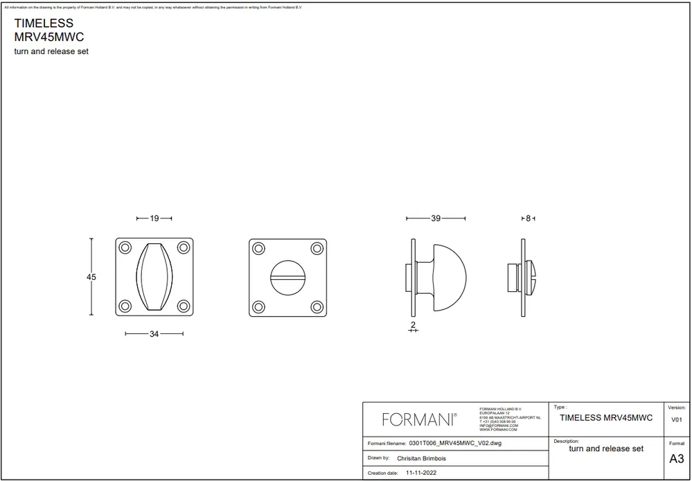Uitverkoop FORMANI toiletgarnituur messing ongelakt Formani TIMELESS MRV45MWC