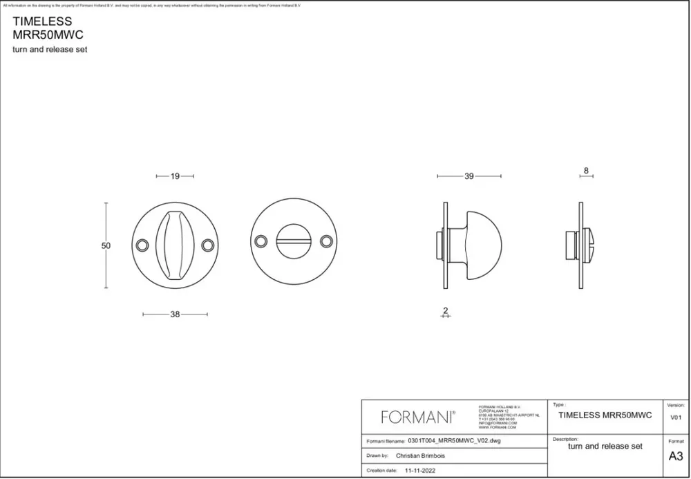 Speciale Aanbieding FORMANI toiletgarnituur messing ongelakt Formani TIMELESS MRR50MWC