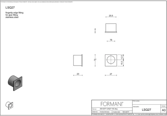 Formani Schuifdeurkommen LSQ27 27mm Pvd Mat Zwart Merkproduct